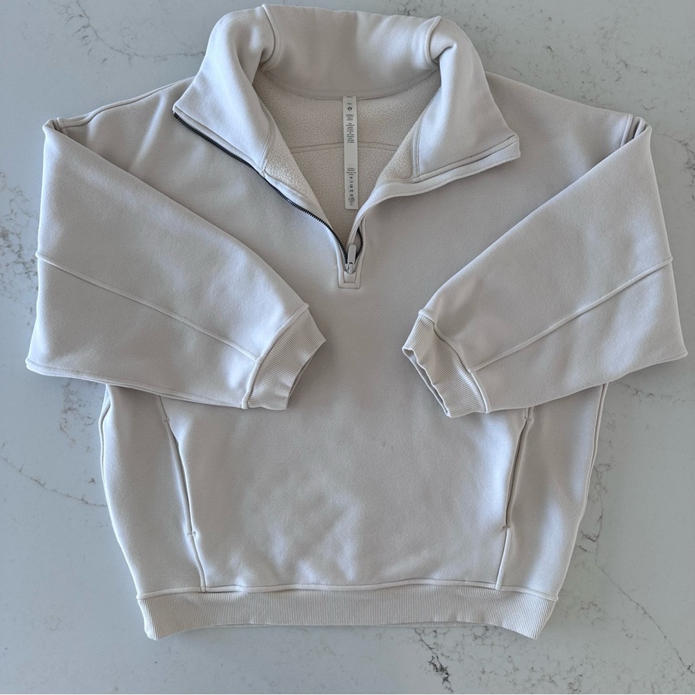 Lululemon “Thick Fleece Half Zip” White Opal M/L